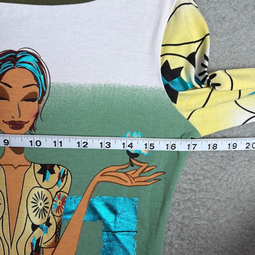 Custo Barcelona Y2K Graphic Art Top Blue Tower Spain Fitted Vintage Indie Sleaze - Picture 4 of 8